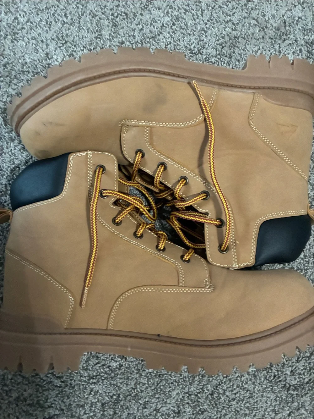 Ozark Trail Tan Lace-Up Work Boots with Black Collar
